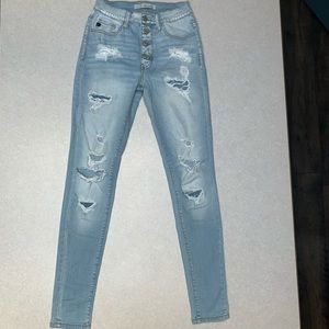 Light denim distressed jeans
